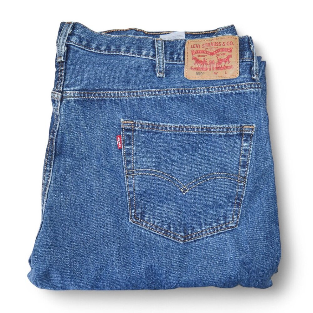 Levis 550 Relaxed Fit Tapered Leg Denim Jeans Men's Size 48x30 Stonewashed Blue